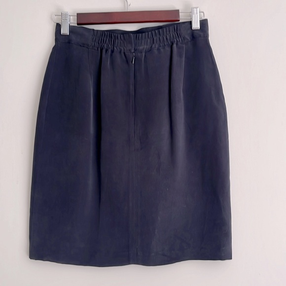 Vintage Navy Silk Mini Skirt - Picture 2 of 3